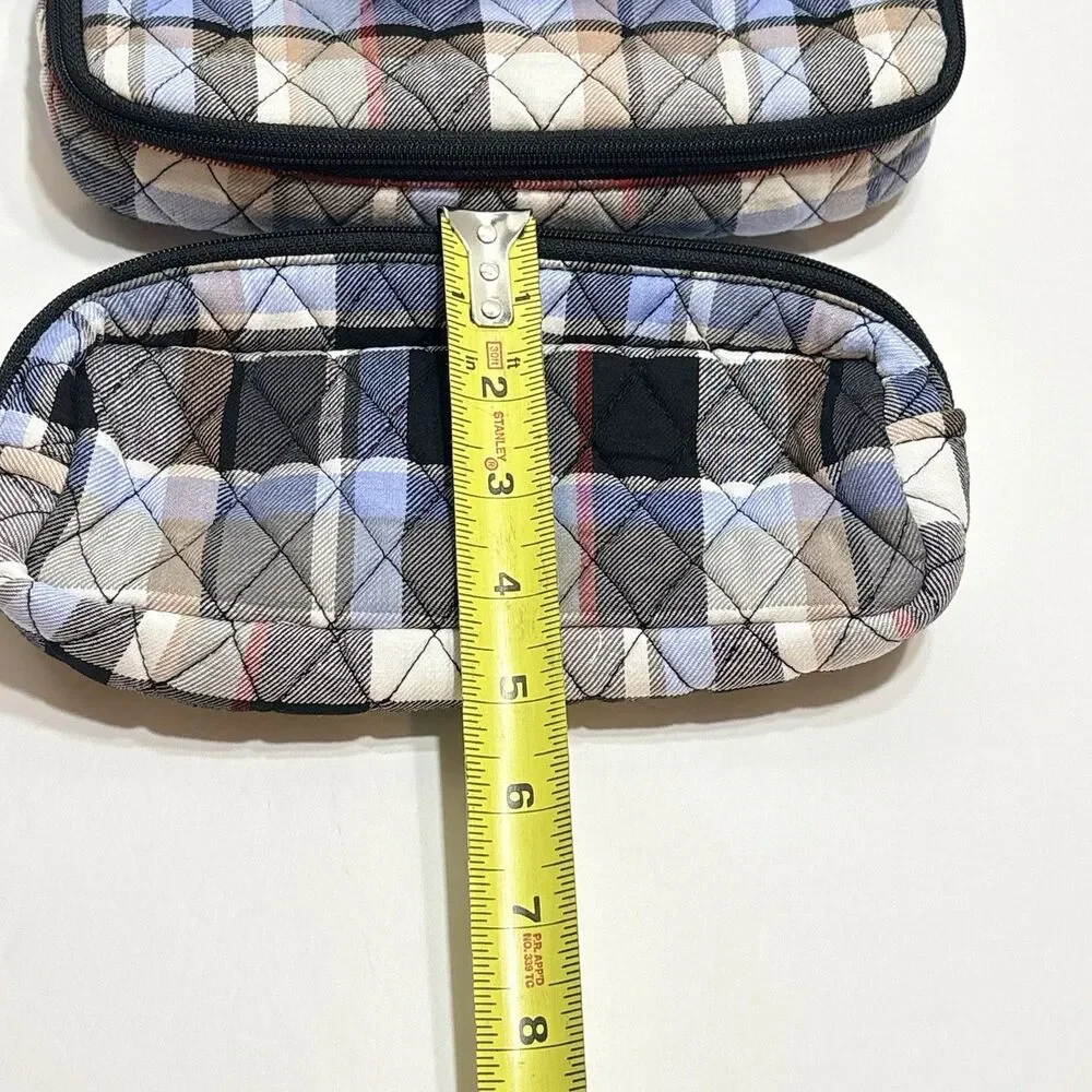 Vera Bradley Perfectly Plaid Cosmetic Bag And Brush/Pencil Bag